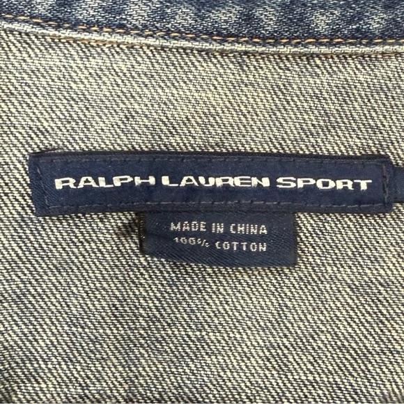 Ralph Lauren Jacket Women’s S Blue Denim Zip‎ Front Trucker Cropped Y2K Preppy - Picture 3 of 7